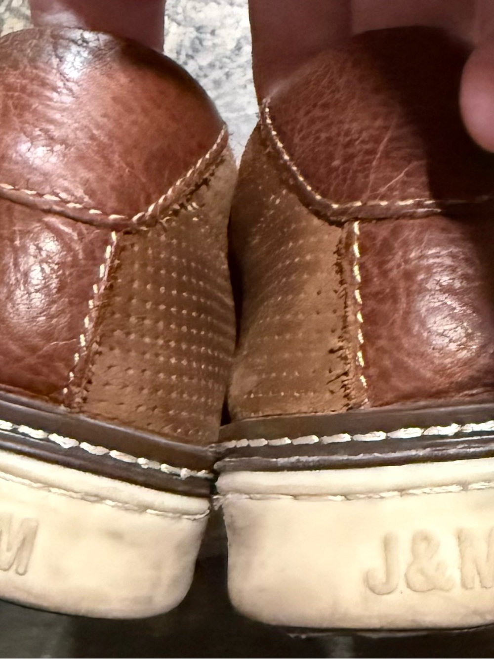Johnston & Murphy Perforated Tan Slip-On Loafers - Picture 3 of 5